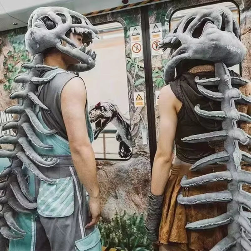 3D Realistic Dinosaur Skeleton Costume Set Funny Headgear Cosply Dress up Clothing Plush Toys Creative Gifts