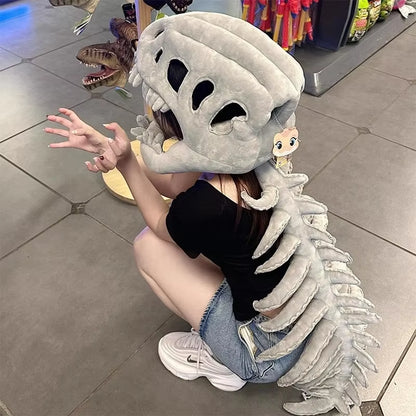 3D Realistic Dinosaur Skeleton Costume Set Funny Headgear Cosply Dress up Clothing Plush Toys Creative Gifts