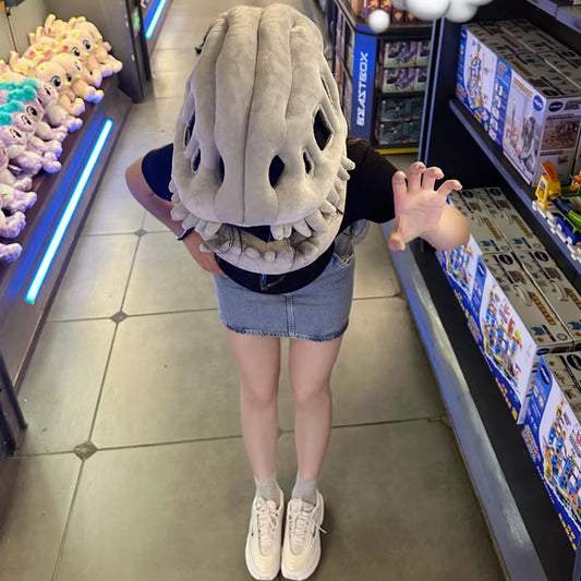 3D Realistic Dinosaur Skeleton Costume Set Funny Headgear Cosply Dress up Clothing Plush Toys Creative Gifts